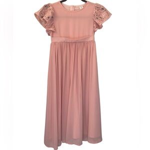 Elegant Girl Pink Lace Sleeve Dress Sweet Princess Style Size 8Y